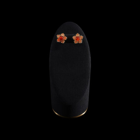 Little Flower Jade Earrings - 18k Yellow Gold, Red Jade
