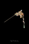 Mini Bird Floral Explosion Hairpin - 18k Yellow Gold