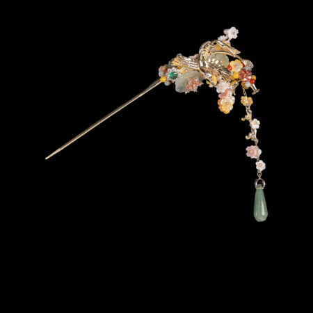 Mini Bird Floral Explosion Hairpin - 18k Yellow Gold