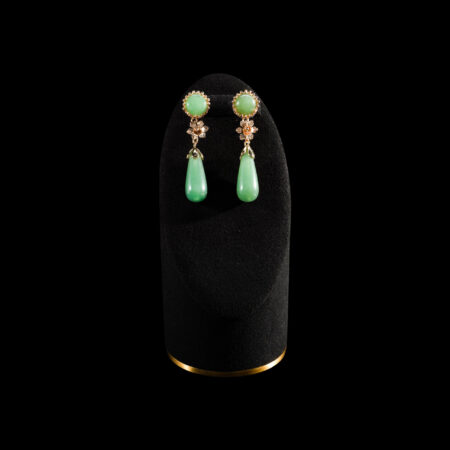 Simple Round Jade Pear Jade Earrings - Gold, Light Jade