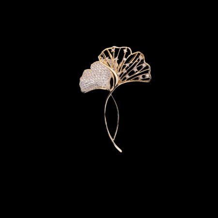 Ginkgo Silhouette Brooch - 18k Yellow Gold
