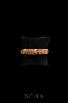 Full Floral Ornamental Jade Bangle - Doff Gold, Red Jade