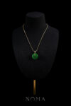 Simple Paved Carved Donut Jade Pendant - 18k Yellow Gold, Jade