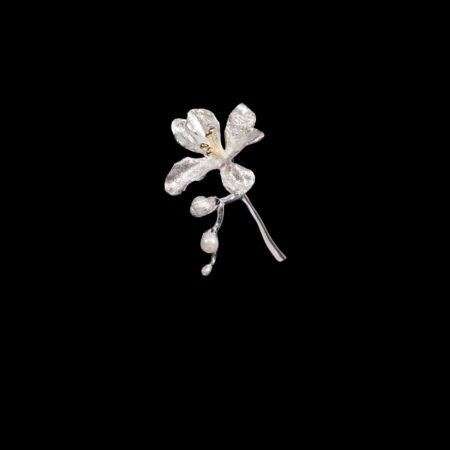 Natural Orchid Brooch - Unplated Silver