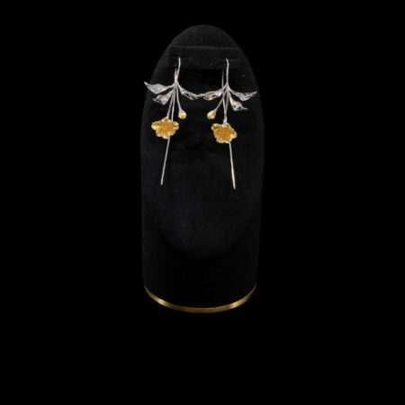 Natural Floral Drop Earrings - Unplated Silver