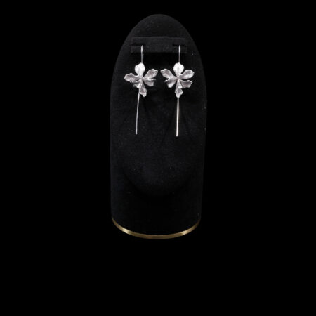 Natural Orchid Drop Earrings - Unplated Silver