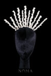 Innocent Rays Clay Flower Blossom Simple Crown - White Silver