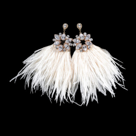Odette Feathery Earrings - Gold, White