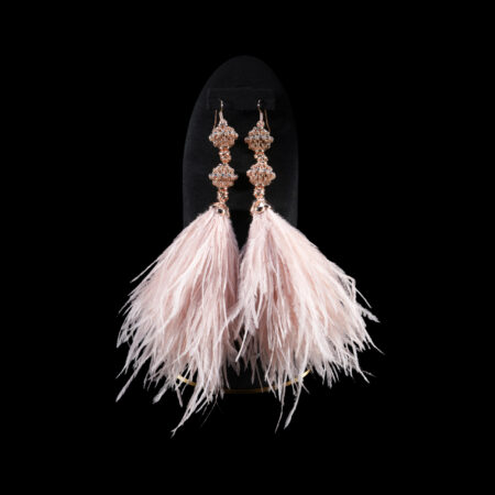Double Disco Feathery Earrings - Gold, Pink