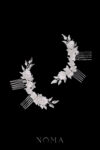 Clay Flower Little Side Hairvine Pair - White Silver (1 pair)