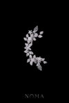 Paved Twigs Simple Floral Side Hairvine - White Gold (Left)