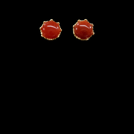 Giok Merah Earrings - Doff Gold, Red Jade