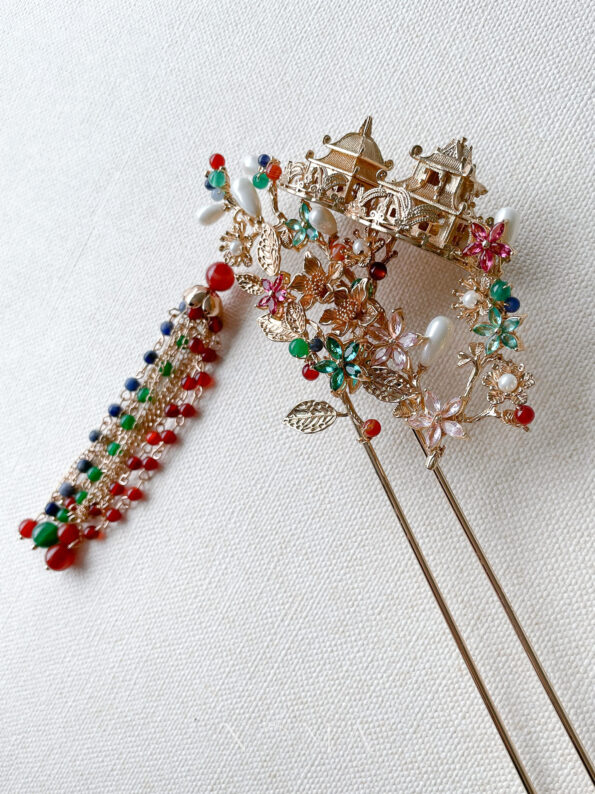 CHN-201900087-3D-Pagoda-in-Bloom-Hairpin-Gold-2