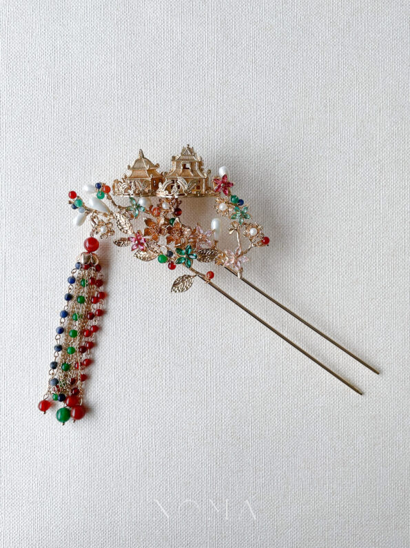 CHN-201900087-3D-Pagoda-in-Bloom-Hairpin-Gold