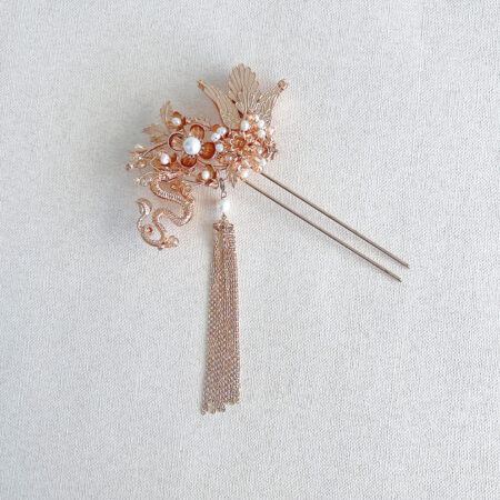 Blooming Phoenix Dragon Hairpin - Gold (Right)