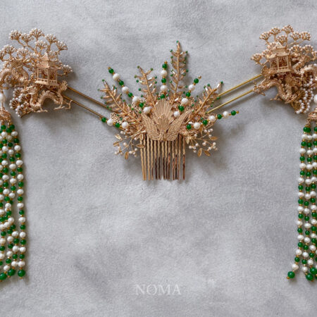 Phoenix Pearl Garden Set - Gold, Green (3 pcs)