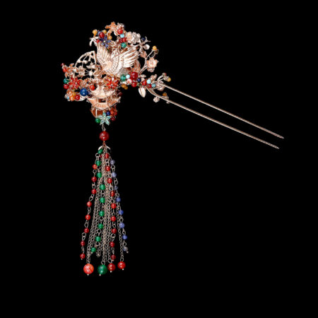 Crane Pagoda Treasure Hairpin - Gold (Right)