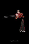 Flying Crane Beautiful Blossom Hairpin - Gold, Red