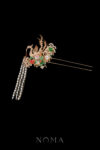 4D Phoenix Feather Pearl Cloud Hairpin - Gold (Right)