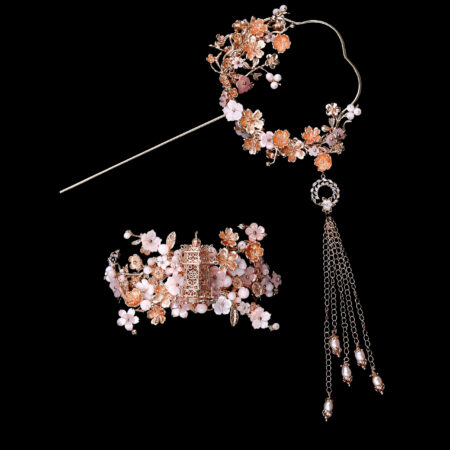 Pagoda Floral Jardin Set - Gold, Pink (2 pcs)