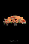 Antique Jade Scenery Haircomb - Gold, Orange