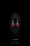 Simple Oval Jade Hook Earrings - Gold, Red Jade