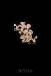 Twin Dragon Ginkgo Bush Brooch - Gold, Turquoise
