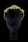Jade Floral Scenery Headband - Gold, Jade