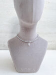 Round 0.25 ct Tennis Choker with Double Bezel Pear Pendant Necklace - Rhodium White Gold