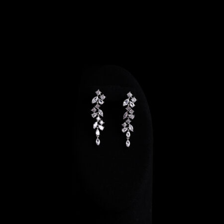 Pear Marquise Midi Chandelier Earrings - Rhodium White Gold