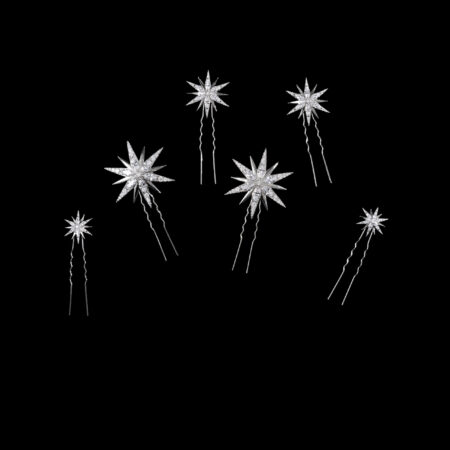 Meteorite Mix Hairpin Set - Rhodium White Gold (6 pcs)