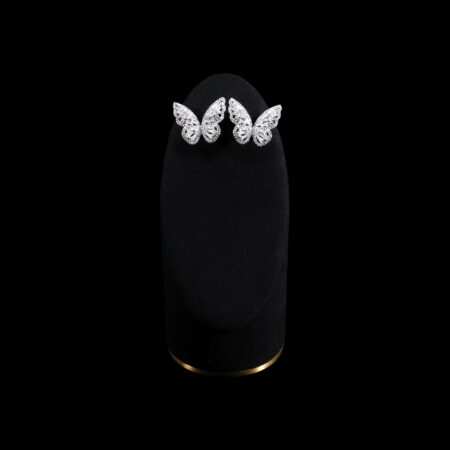 Butterfly T Arrangement Earrings - Rhodium White Gold