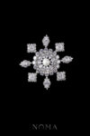 Round Shine Radiant Brooch - Rhodium White Gold, White Pearl