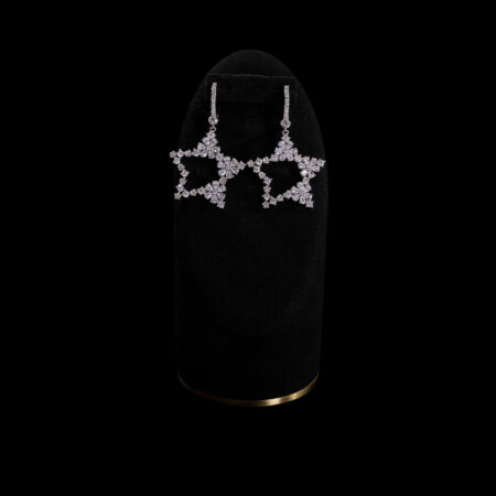 Floral Star Earrings - Rhodium White Gold