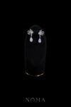 Petals Ribbon Pear Earrings - Rhodium White Gold