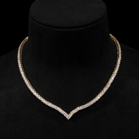 V Round 0.1 ct Tennis Choker - 18k Yellow Gold