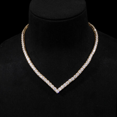 V Round 0.25 ct Tennis Choker - 18k Yellow Gold