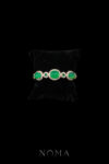 Superior Triple Oval Jade Emerald Bangle - 18k Yellow Gold, Jade