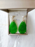 Carved Teardrop Large Jade with Pearl Earrings - 18k Yellow Gold, Jade