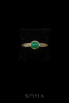 Oval Jade Simple Art Bangle - 18k Yellow Gold, Jade