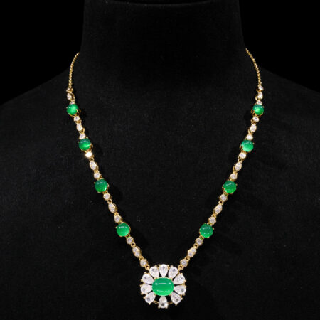 Superior Oval Jade Pear Halo Center Necklace - 18k Yellow Gold, Jade