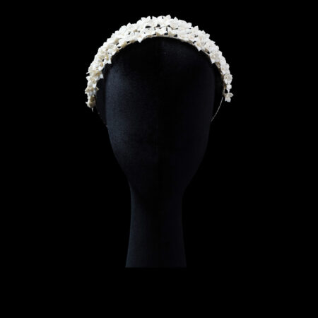 Clay Flower Jasmine Tiny Triple Headband - White Silver