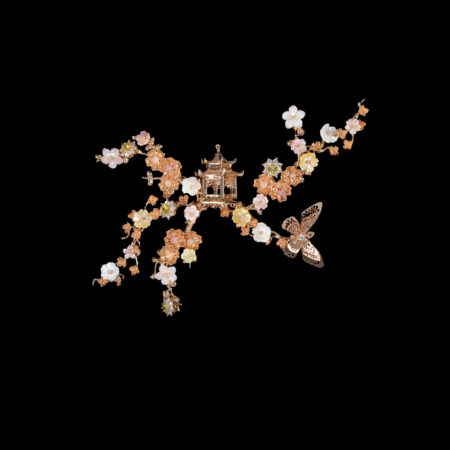 Pagoda Twisting Branch Side Hairvine/Brooch - Gold