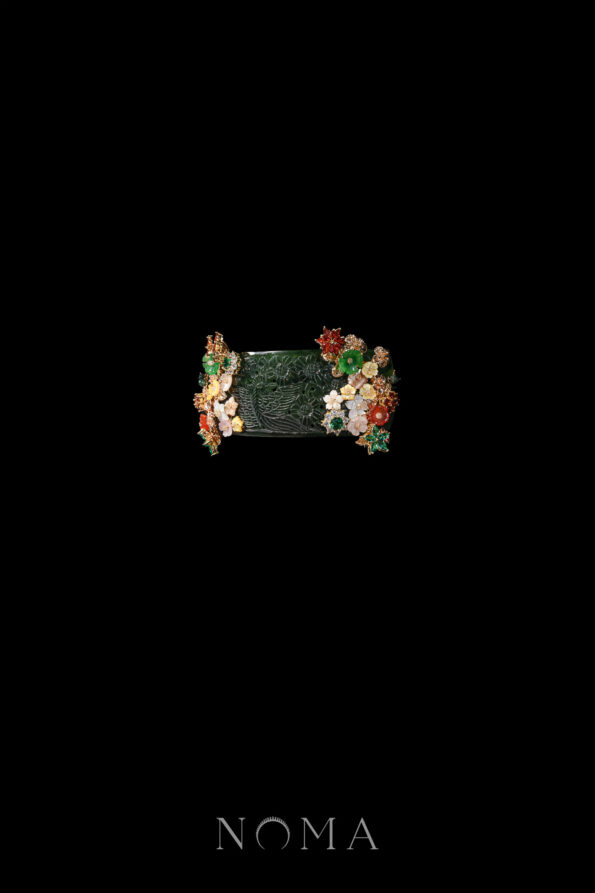 CHN-202300126-Carved-Peacock-Floral-Jade-Cuff-Gold-Jade-2