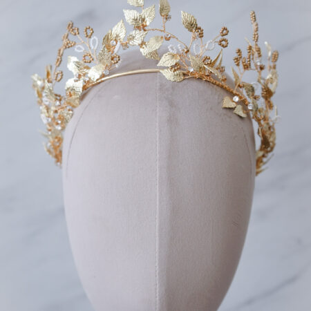 Leafy Floral Crown - Gold