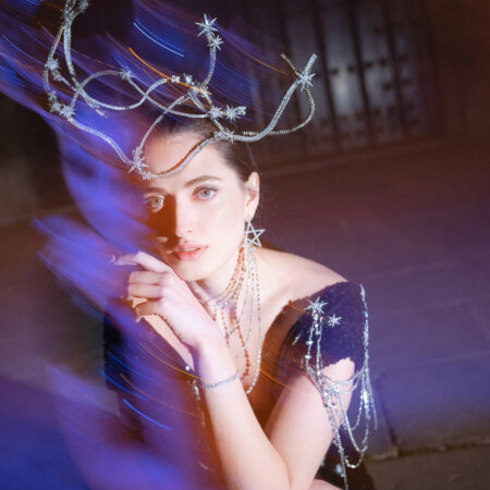 Constellation Crescent Headdress - White Gold