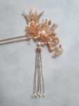 Blooming Phoenix Dragon Hairpin - Gold (Left)
