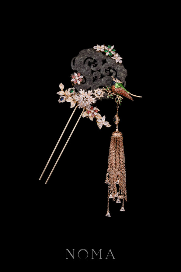 CHN-202100071-Antique-Carved-Jade-Bird-Gems-Hairpin-Gold
