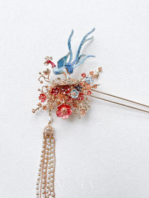 CHN-202100103-Colorful-4D-Phoenix-Beautiful-Blossom-Hairpin-Gold-1
