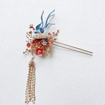 Colorful 4D Phoenix Beautiful Blossom Hairpin - Gold